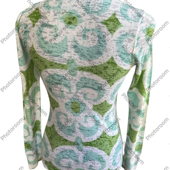 Before + Again XSmall Blue & Green Patterned Long Sleeve Shirt - Picture 3 of 4